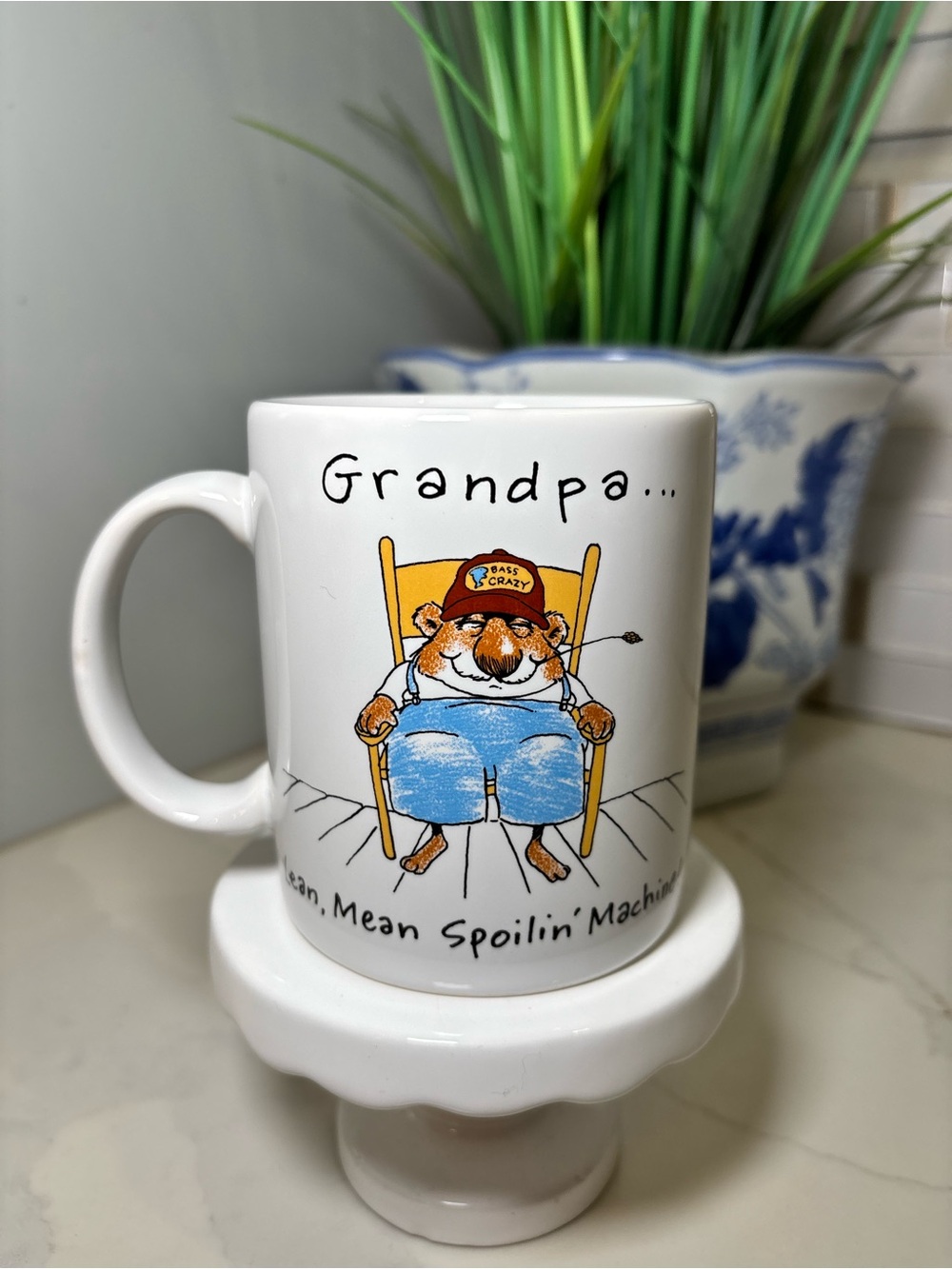 1988 Hallmark Shoebox Greetings Grandpa Coffee Mug "Lean, Mean Spoilin’ Machine"